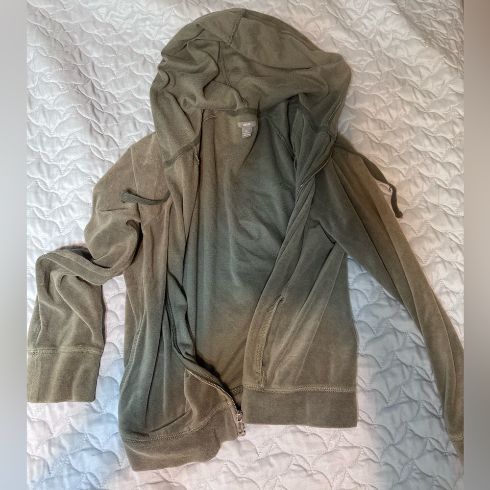 Aerie Olive Green Zip-Up Hoodie